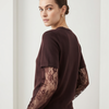 Brown Lace Sleeve Tee