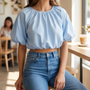 Bleu puff sleeve top