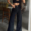 High waisted black denim